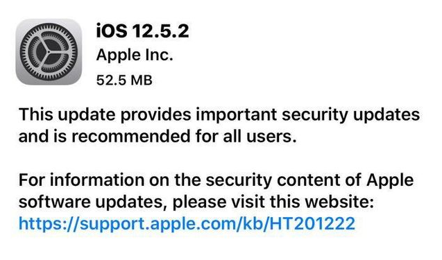 南沙苹果手机维修分享iOS12.5.2发布，建议所有老苹果用户安装 